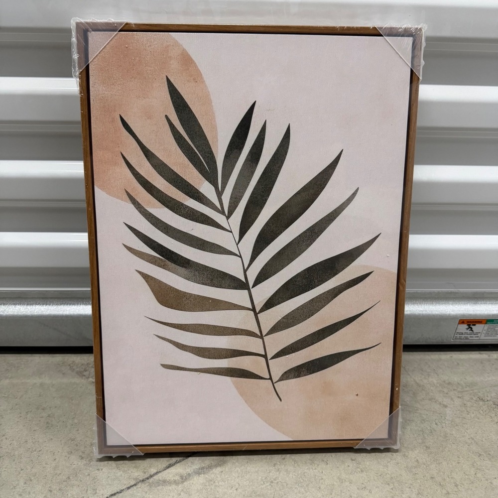 Modern Boho Framed Canvas Wall Art Palm Leaf Abstract Terracotta 12x16